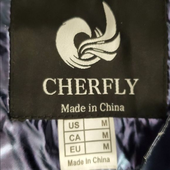 NEW WOMENS CHERFLY METALLIC BLUE PUFFER WINTER JACKET SIZE MEDIUM - Picture 5 of 6